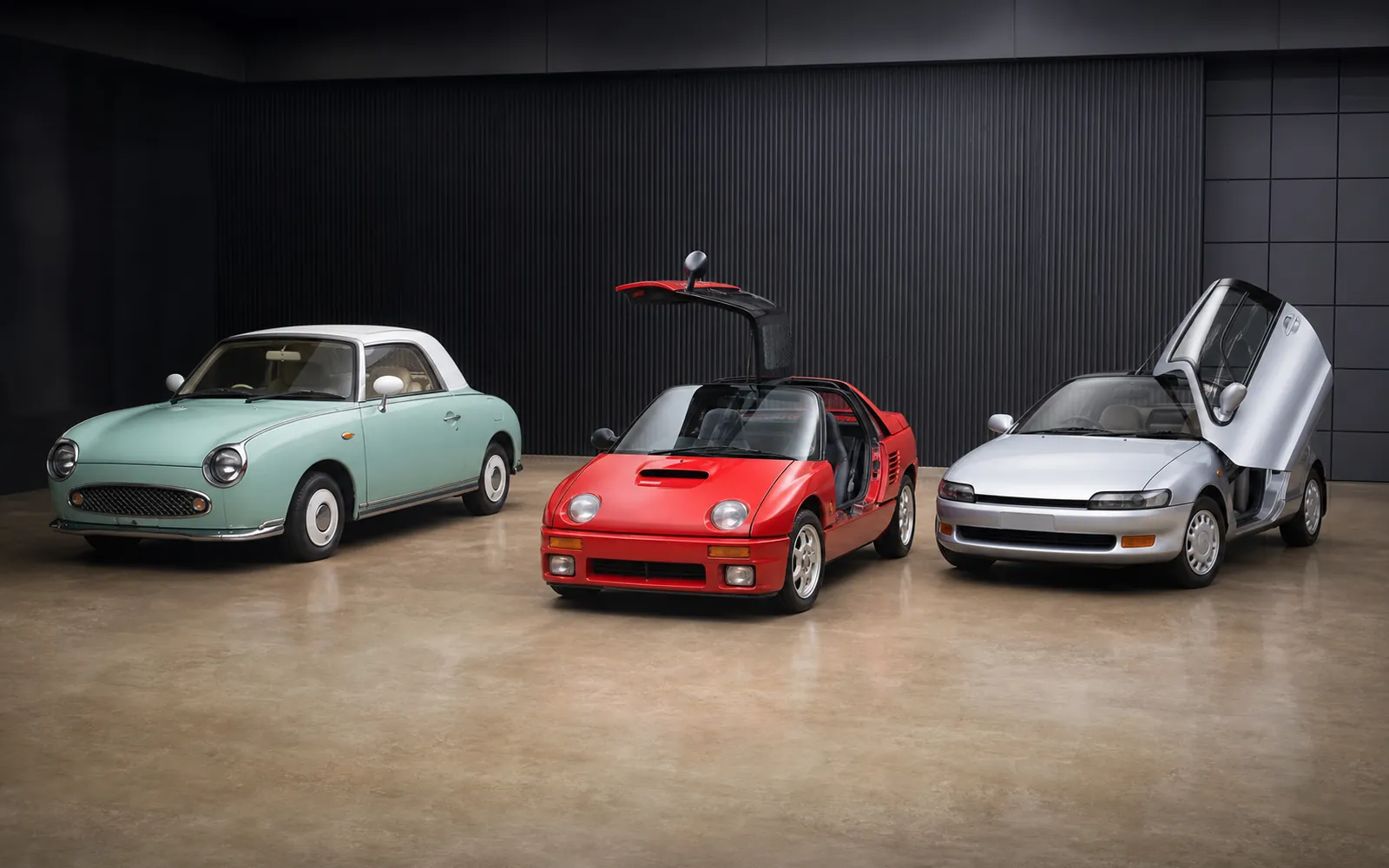 Unique Japanese cars including a Nissan Figaro, Autozam AZ-1 and Toyota Sera
