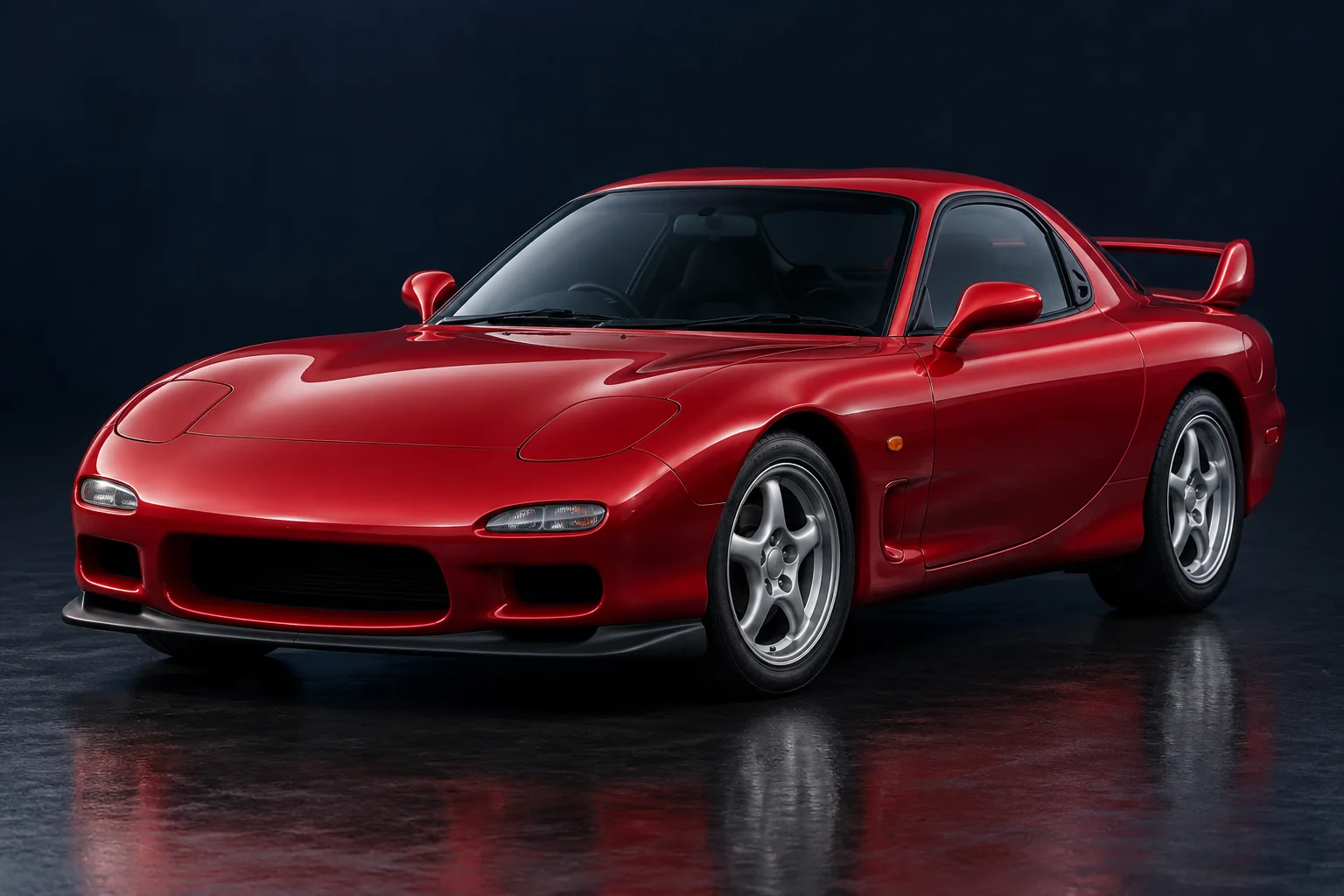 JDM sports cars — illustration of an FD-generation rotary sports coupe.