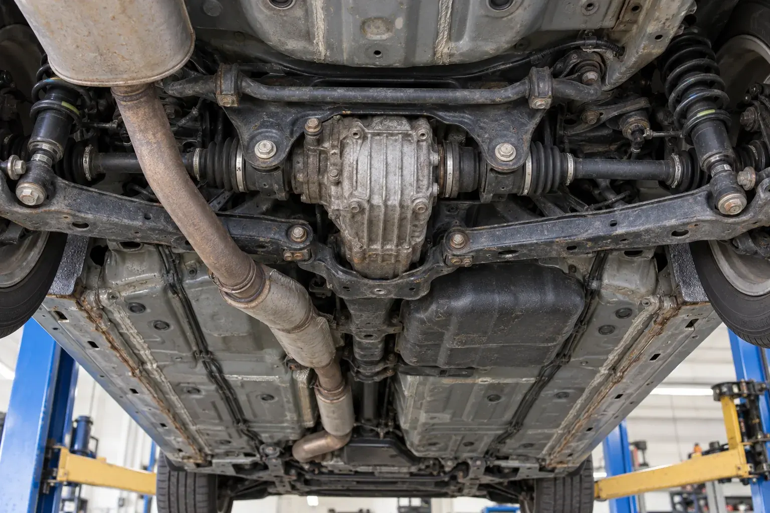 Underbody photos to request for a Mazda Bongo: differential, subframe and floor seams