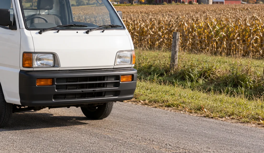 Mini truck exterior headlights, mirrors, tires and bed for Ohio inspection review